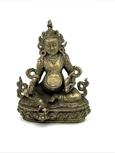 Tibetan Bronze Dzambhala Jambhala Wealth Deity Statue 6” Sealed Base - Picture 1 of 10