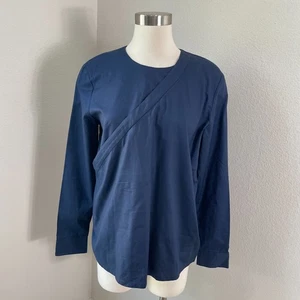 Kate Spade Saturday Womens Large Navy Cross Button Up Shirt Long Sleeve Top - Picture 1 of 10