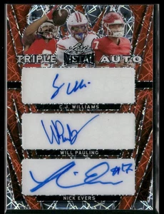 2024 Leaf Metal #TA-13 C.J. Williams Will Pauling Nick Evers Red AUTO #1/1 - Picture 1 of 2