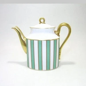 Richard Ginori Amadeus Green Teapot Stripe Antico Doccia Italy - Picture 1 of 3