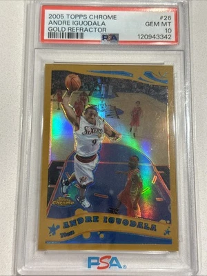 2005-06 TOPPS CHROME ANDRE IGUODALA PSA 10  GOLD REFRACTOR /99 CARD #26 POP 2! - Image 1 of 2