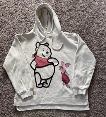 Winnie The Pooh Hoodie Womens Large Ivory Fleece Piglet Hooded Sweatshirt - Image 1 of 4