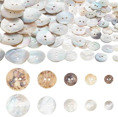 100Pcs Natural Shell Buttons, 2-Hole Sewing Buttons 10/12/15/20/25Mm round Shell - Image 1 of 4