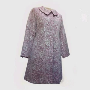 Wedding Pink & Metalic Silver Lace Look Long Blazer Jacket, Sz L Simonton Says - Picture 1 of 10