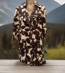 NINE WEST IVORY & BROWN OVERSIZED BOTANICAL TWEED BLAZER JACKETSIZE MED MINT - Picture 1 of 11