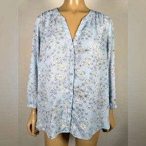 NYDJ Damenbluse Größe L Blumenmuster Knopfverschluss - Bild 1 von 8