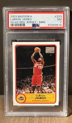 LEBRON JAMES 2003-04 Topps Bazooka #223 Road Red Jersey PSA 7 - Image 1 of 2