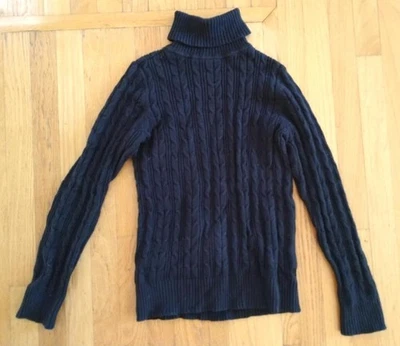 SUÉTER MUJER ST. JOHN'S BAY NEGRO TEJIDO CABLE CUELLO ALTO PEQUEÑO ¡BONITO! Foto 1 de 4