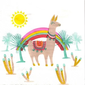 SERVIETTES EN PAPIER LAMA ARC EN CIEL. PAPER NAPKINS LLAMA AND RAINBOW - Picture 1 of 1