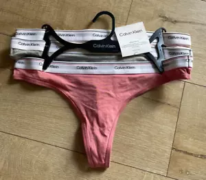 SIZE M Calvin Klein 3 Pack Thong super soft cotton stretch QP3274R-660 MUJER - Picture 1 of 6