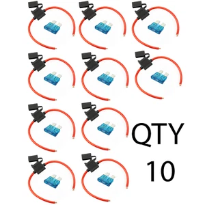 (10) 8 Gauge ATC Inline Fuse Holder Fuseholder with cover and (10) 15 Amp - Picture 1 of 4