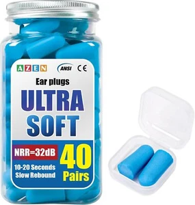 40 Paar Ohrstöpsel Bulk NRR 32Db Weichschaum Schlafgeräusche Konzerte Shooting blau - Bild 1 von 12