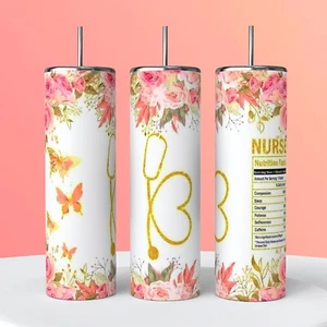 20oz Nurse Appreciation Sublimated Tumbler Cup With Lid And Straw - Picture 1 of 1