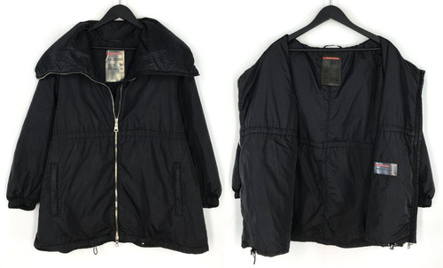 Giacca donna PRADA ART.280037 cappotto nylon nero zip collo alto soprabito taglia 46