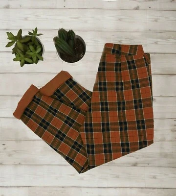 Womens Lined High Waisted Tartan Checked Trousers - Chestnut Brown - All Sizes - Image 1 of 4
