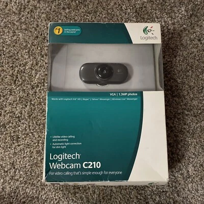 Logitech Webcam C210 Microphone HD Camera Video Calling Chat Clip On VGA  - Image 1 of 4