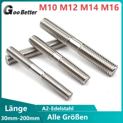 GOO BETTER Bullone filettato doppio M10 M12 M14 M16 vite perno perno perno verticale DIN835 acciaio inox A2
