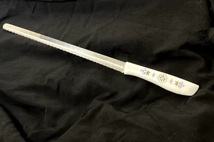 Vintage Ekco Vanadium Hollow Ground MCM Blue Tulip Bread Knife Serrated - Picture 1 of 6