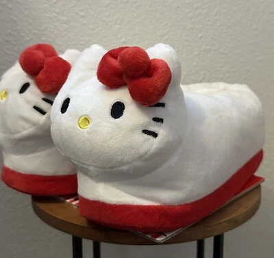 Nuevas pantuflas de peluche Sanrio Hello Kitty con lazo rojo para mujer talla 7-8 calcetín talla M-L Foto 1 de 4