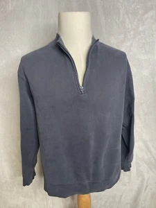 Vintage ORVIS Sz L Blue Quarter Zip Long Sleeve Pullover Signature Sweatshirt - Picture 1 of 6