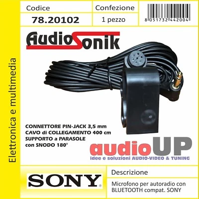 Microfono per autoradio SONY Bluetooth vivavoce jack 3,5 mm cavo 4,5 mt - Immagine 1 di 2