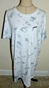 Victoria's Secret PINK  Logo Short Sleeve T-Shirt Dress  White/Gray  LARGE  NWT - Picture 1 of 6