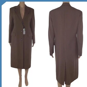 New York Industrie Cappotto Da Donna Taglia 42 M Medium Marrone Made Italy Lana - Bild 1 von 16
