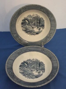 Currier & Ives by Royal Lot of 2 Soup Bowls 8 1/2 Inch - Picture 1 of 2