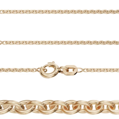 Juwelier Rund Anker Kette Stärke 1,2 mm aus Echt Gold 585 (14 Kt) Gelbgold Neu - Bild 1 von 4