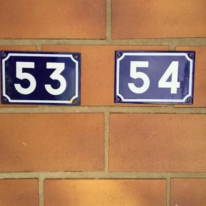 French vintage blue enameled enamel steel metal house street door number girod - Picture 1 of 1
