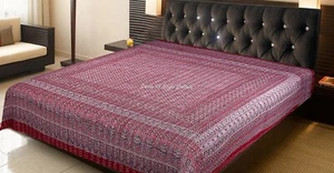Cotton Vintage Bed Runner Bohemian Blanket Queen Kantha Quilt Boho Bedspread - Picture 1 of 7