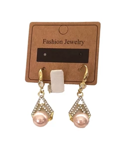 New Fashion Jewelry Women's Drop/Dangle Earrings Imitation Pink Pearl Rhinestone - Picture 1 of 17