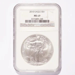 2010 Silver American Eagle Dollar NGC MS69 - Picture 1 of 2