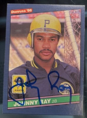JOHNNY RAY 1986 Donruss #186 Baseball Card AUTO Autograph Signed PIRATES - Image 1 of 2