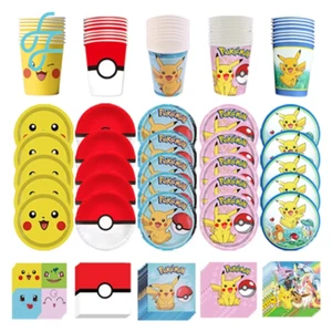 Pokémon Party Supplies - Disposable Tableware Set with Cups, Plates & Napkins - Picture 1 of 34