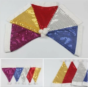 UK Stock Cute Kids Xmas Fancy Home Party Christmas Hat Sequin Shinning RED - Picture 1 of 2