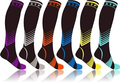 Compression Socks Men & Women Varicose Veins Anti-Fatigue Flight Travel Running - Image 1 of 4