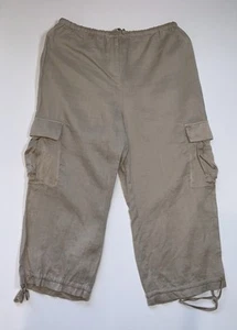 Metro Style Women's Size Medium Capri Pants 100% Linen Beige Tan - Picture 1 of 8