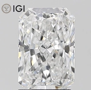 IGI Certified Lab Grown CVD Diamond RADIANT Cut 1.56 Ct F Color VS1 Clarity - Picture 1 of 13