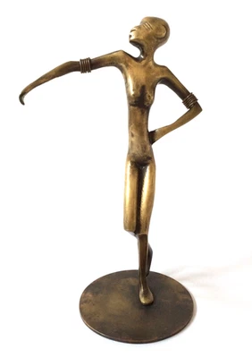 HAGENAUER KOMPLETT SIGNIERT GROSSE BRONZE TANZENDE AFRIKANISCHE DAME IN SEHR GUTEM ZUSTAND & PREIS ZU VERKAUFEN - Bild 1 von 4