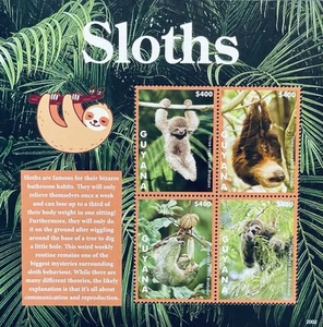 GUYANA SLOTHS STAMPS SHEET 2020 MNH WILD ANIMALS SLOTH WILDLIFE FAUNA - Picture 1 of 1