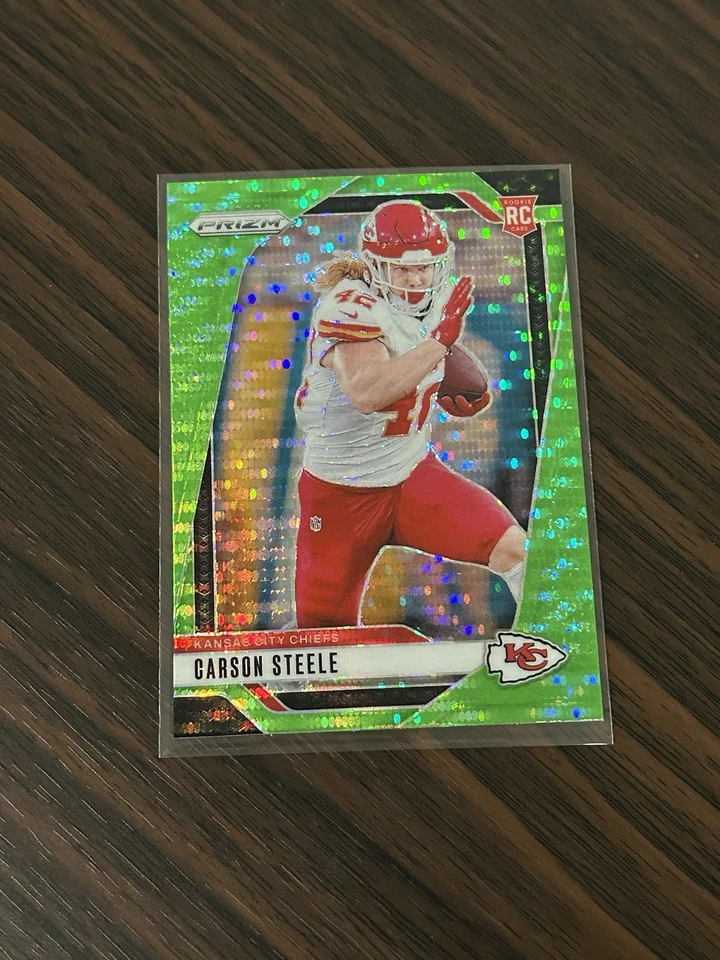 2024 Panini Prizm - Rookies Carson Steele #377 Neon Green Pulsar Prizm (RC) - Image 1 of 2