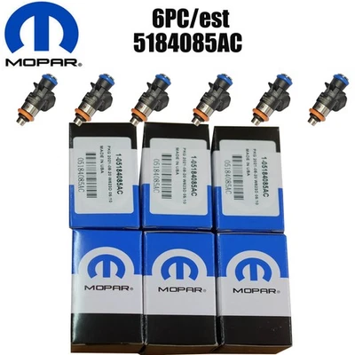 6 PCS New GENUINE MOPAR FUEL Injectors WRANGLER Challenger 3.6L 5184085AC - Image 1 of 4