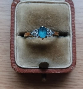 Aquamarine And Diamond Gold Ring - Picture 1 of 3