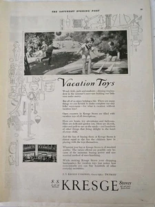 1920 S.S. Kresge Tiendas Juguetes de vacaciones Anuncio original Vintage - Imagen 1 de 1