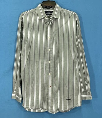 DANIEL CREMIEUX Tailored Fit GRAY Striped LIGHTWEIGHT TWILL Button-Up SHIRT Sz M - Image 1 of 4