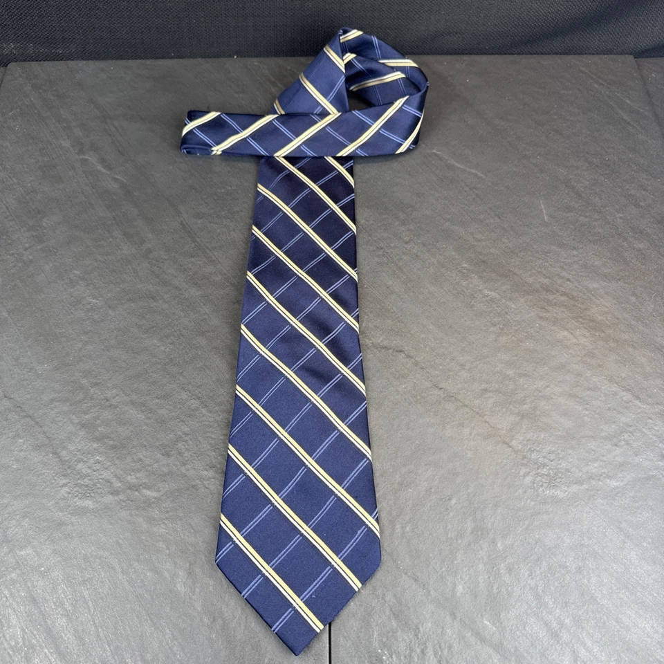 Corbata Preswick & Moore azul amarillo X-larga para hombre 100 % seda 61 x 4 XL Foto 1 de 4