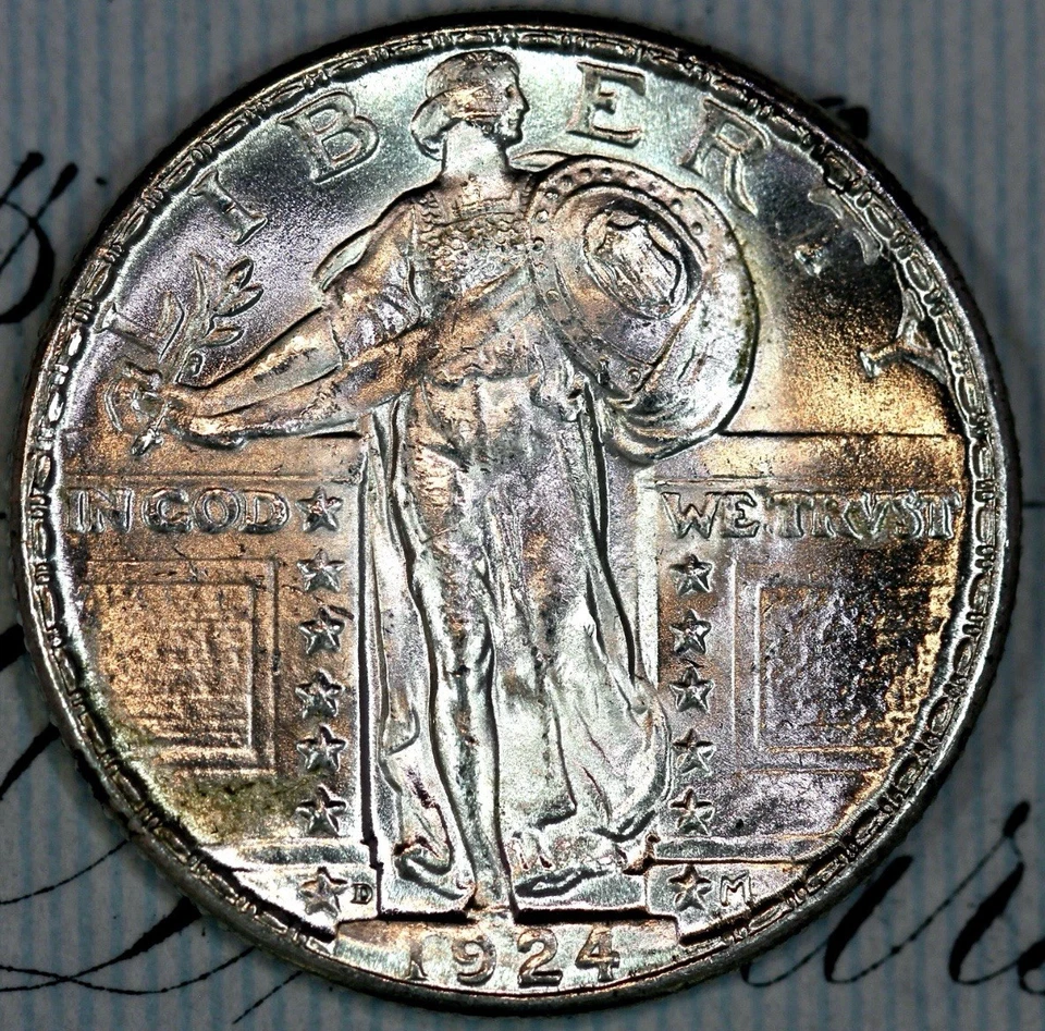 1924-D FH SOLID+ GEM BU MS STANDING LIBERTY QUARTER DC252 FROM HOARD - Image 1 of 3