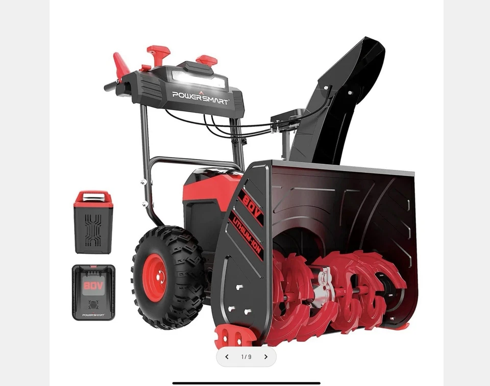 PowerSmart 80V 24" Cordless Snow Blower, 45ft Distance, Steel Chute, 6Ah Battery - Image 1 of 4