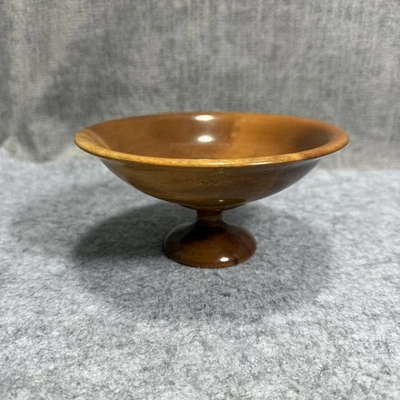 Pedestal de madera dura torneado a mano cuenco de compota con patas plato pequeño decoración rústica acento Foto 1 de 4